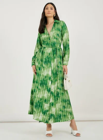 Styli Green Tie-Dye Dress