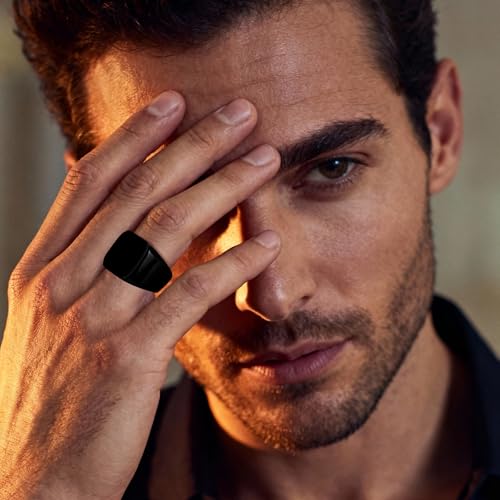 ENHONG Mens Rings Stainless Steel Square Signet Rings for Men,Black Pinky Thumb Ring for Dad Father Jewelry Gift for Him,Men's Ring for Biker Size 11 - Image 3