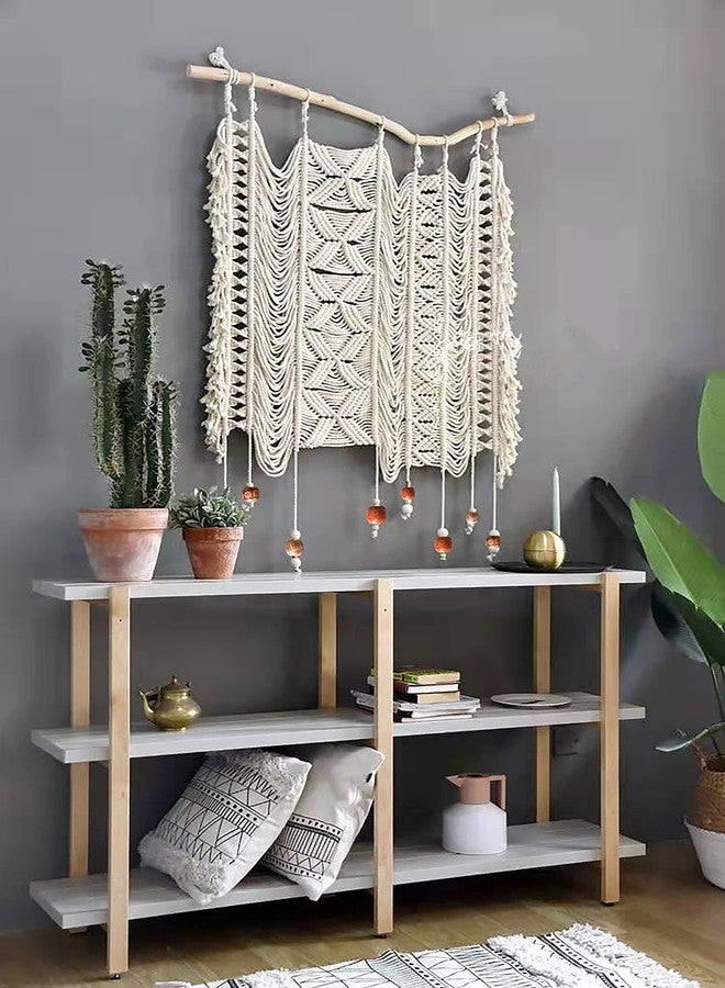 kiido Large Macrame Wall Hanging, Hand Woven Bohemian Tapestry, BoHo Wall Decor [With 2 Assemble Wooden Sticks] -Ethereal - Image 4