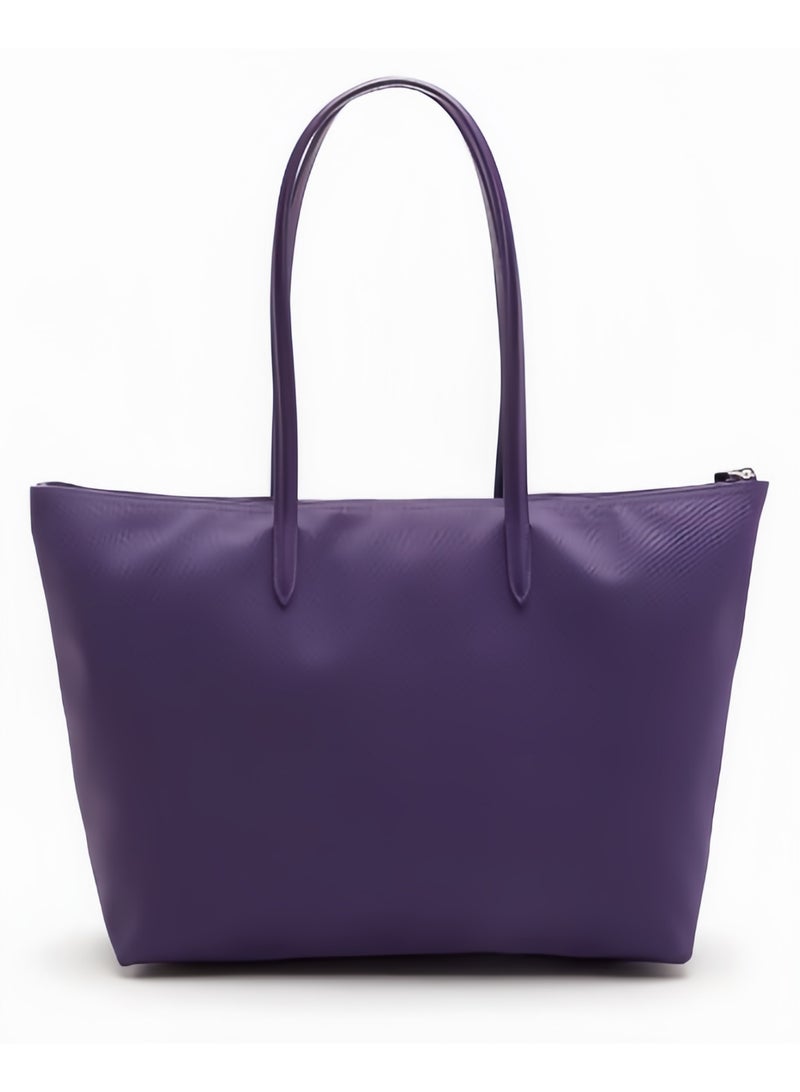 لاكوست حقيبة لوي كوت نسائية L12.12 Concept للأزياء متعددة الاستخدامات بسعة كبيرة، حقيبة يدوية أو على الكتف كبيرة الحجم بسحاب، باللون البنفسجي، 35 سم * 30 سم * 14 سم - Image 3