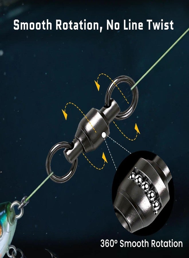 مجموعة FishTrip من 30 قطعة من حلقات دوارة لصيد الأسماك بمحامل كروية، مقاس 0#-10#، مزودة بحلقة لحام صلبة من الفولاذ المقاوم للصدأ، مناسبة للمياه المالحة والعذبة، عالية القوة (مقاس 3). - Image 2