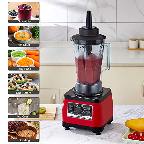 BioloMix Heavy Duty Professional Blender, Peak 2200W Commercial Grade Bar Blender With 70Oz Container For Shakes, Smoothies, Ice Crushing, Frozen Fruits, Soups, Dry Grinding (Red) - Image 3