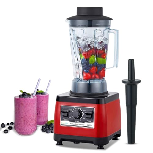 BioloMix Heavy Duty Professional Blender, Peak 2200W Commercial Grade Bar Blender With 70Oz Container For Shakes, Smoothies, Ice Crushing, Frozen Fruits, Soups, Dry Grinding (Red) - Image 1