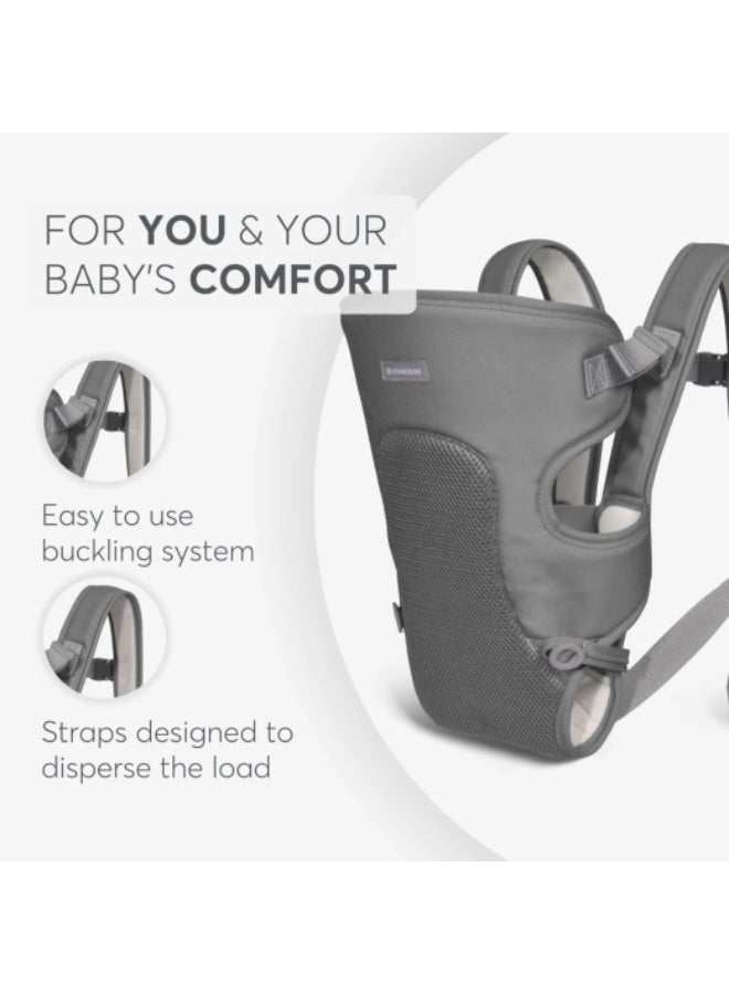 KIKKABOO حمالة ظهر MYRA للأطفال، مريحة، عرض وأحزمة قابلة للتعديل، خالية من اليدين، 3 أوضاع حمل، حتى 9 كجم، خفيفة الوزن، شبكة قابلة للتنفس، رمادي - Image 5
