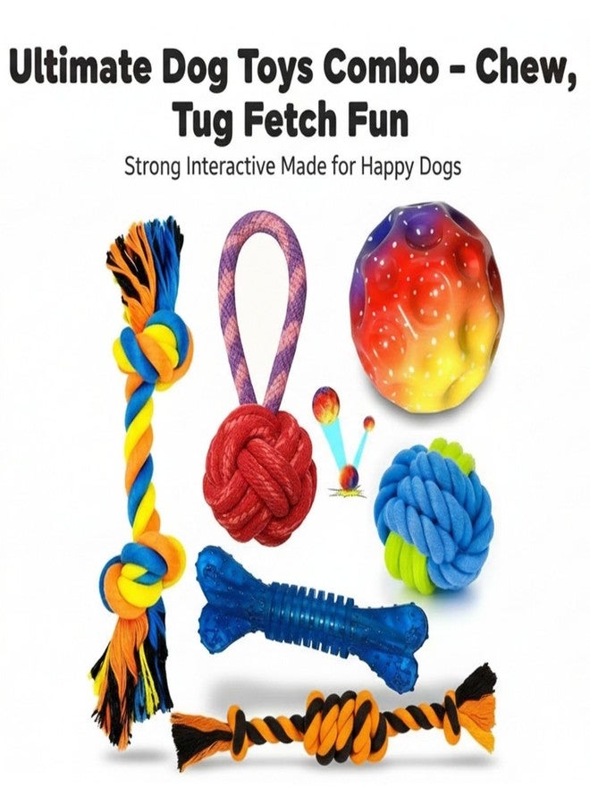 PETZLUV Dog Chew Toy Set for Small & Medium Dogs ? 6 Pieces Durable Rope Toys, Rubber Bone & Bouncy Foam Ball ? Interactive Dog Toys for Teething, Tug, Chew & Fetch ? Colorful & Safe - Color May Vary - Image 5
