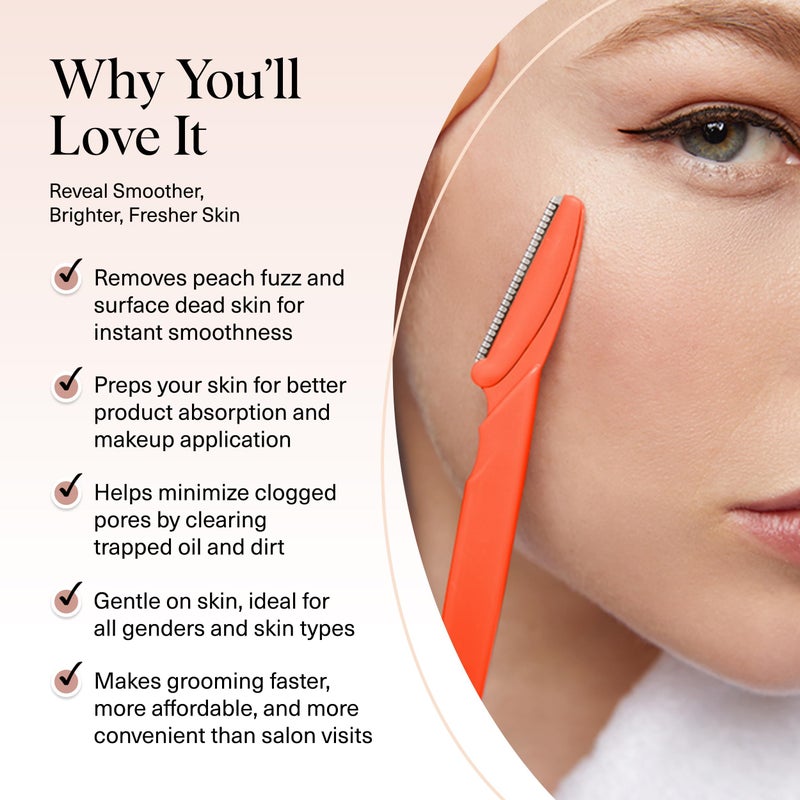 Kitsch Dermaplane Razor for Women Face â€“ Face Razors for Women & Men, Eyebrow Trimmer & Face Shaver â€“ Exfoliating Facial Razor & Skin Care Tool for Smoother Skin - Coral, 12 pcs - Image 3