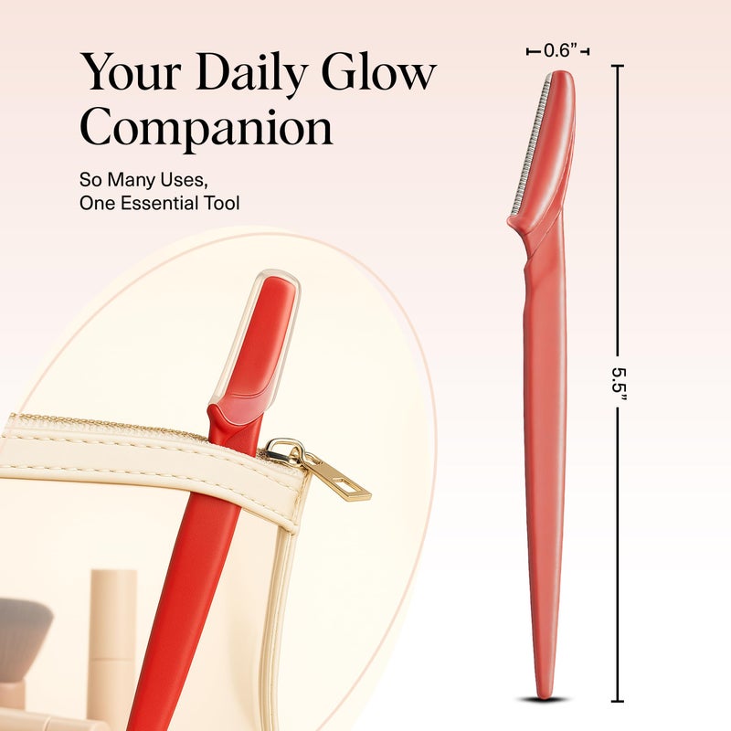Kitsch Dermaplane Razor for Women Face â€“ Face Razors for Women & Men, Eyebrow Trimmer & Face Shaver â€“ Exfoliating Facial Razor & Skin Care Tool for Smoother Skin - Coral, 12 pcs - Image 5