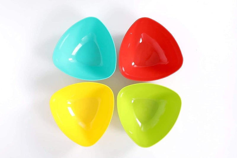 Luxansa Luxansa Multipurpose Set of 4 Unbreakable Microwave Oven Safe Plastic Mixing Bowl Set for Kitchen Soup Bowls Serving Salads Snack Cake Pasta Rice Desert Dining Food Unique Ice Cream Dry Fruits Freezer Bowls 17 x 17 x 7 CM 1500 ML Triangle  - Image 2