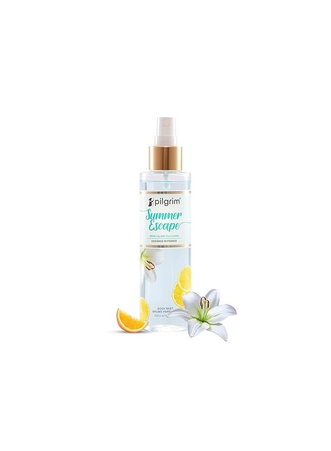 PILGRIM Summer Escape Body Mist White Lily With Yuzu Lemon Citrus Body Mist for Women Long Lasting 150 Ml - Image 1