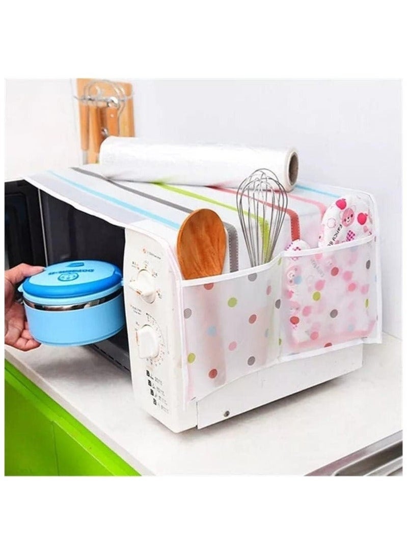 Microwave Oven Dust Cover 85 × 35 cm – Waterproof & Oil-Proof PEVA Microwave Protector with 4 Side Storage Pockets, Multi-Purpose Kitchen Appliance Cover, Foldable Dust Cover Organizer for Microwave, Toaster Oven & Coffee Machine - Image 4