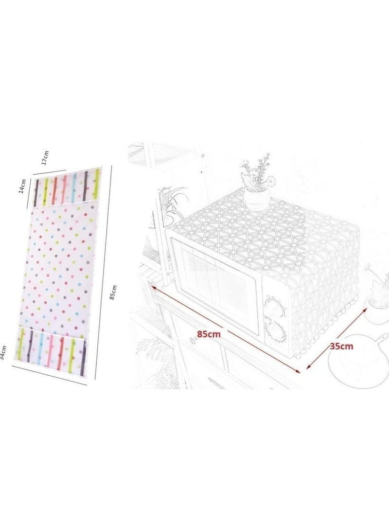 Microwave Oven Dust Cover 85 × 35 cm – Waterproof & Oil-Proof PEVA Microwave Protector with 4 Side Storage Pockets, Multi-Purpose Kitchen Appliance Cover, Foldable Dust Cover Organizer for Microwave, Toaster Oven & Coffee Machine - Image 2