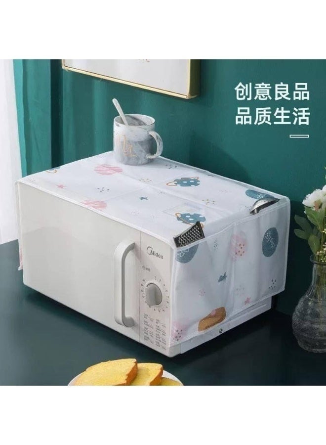 Microwave Oven Dust Cover 85 × 35 cm – Waterproof & Oil-Proof PEVA Microwave Protector with 4 Side Storage Pockets, Multi-Purpose Kitchen Appliance Cover, Foldable Dust Cover Organizer for Microwave, Toaster Oven & Coffee Machine - Image 5