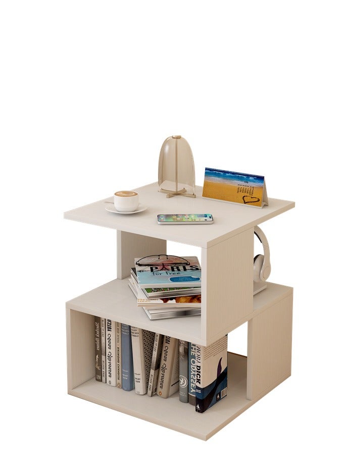 Wooden Storage Cabinet, 2 Tier Shelves Cabinet Rack Stand, Multifunctional Corner Unit Narrow Cupboard Nightstand Organizer for Bedroom Living Room Office (White, MFJ40) - Image 2