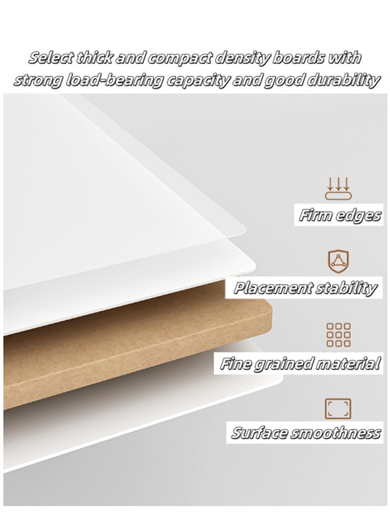 Wooden Storage Cabinet, 2 Tier Shelves Cabinet Rack Stand, Multifunctional Corner Unit Narrow Cupboard Nightstand Organizer for Bedroom Living Room Office (White, MFJ40) - Image 3