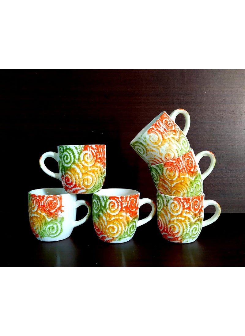 MOODY PANDA MOODY PANDA Vibrant Set of 6 Cups Cup Set Ceramic 150 ml Cups Set of 6 Tea Cups  - Image 1