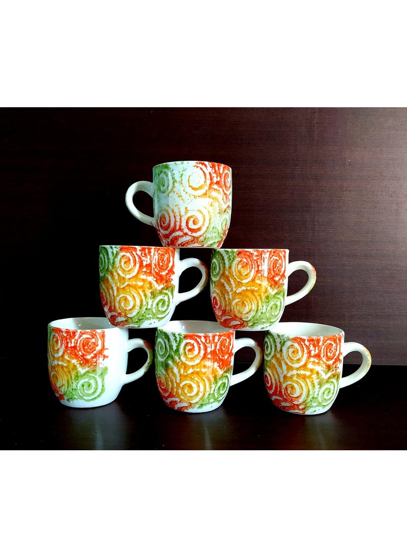 MOODY PANDA MOODY PANDA Vibrant Set of 6 Cups Cup Set Ceramic 150 ml Cups Set of 6 Tea Cups  - Image 3
