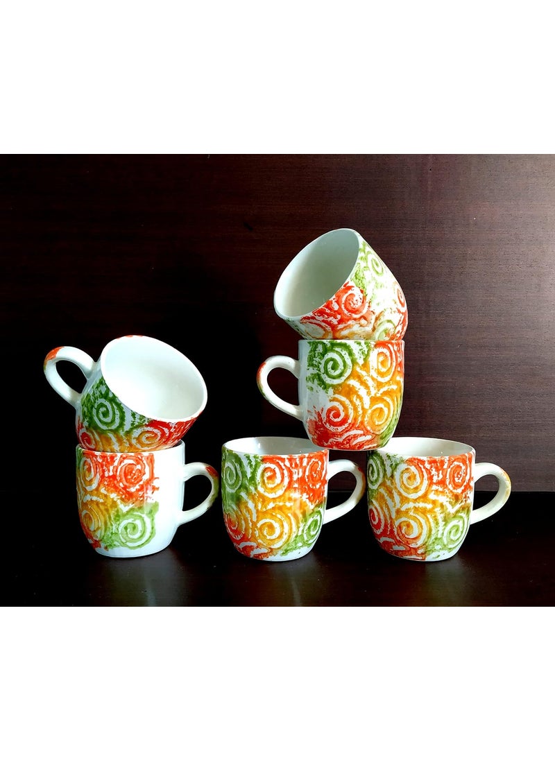 MOODY PANDA MOODY PANDA Vibrant Set of 6 Cups Cup Set Ceramic 150 ml Cups Set of 6 Tea Cups  - Image 2