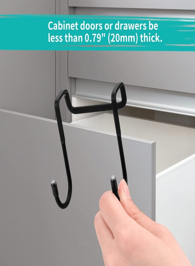 Tinfol 8 Pack Cabinet Door Hooks, Double S-Shaped Over Door Shower Hook, Stainless Steel Over Door Hook, for Kitchen, Bathroom, Closet, Cabinet Cupboard, Shower, Drawer, Wardrobe, Office (Black) - Image 3