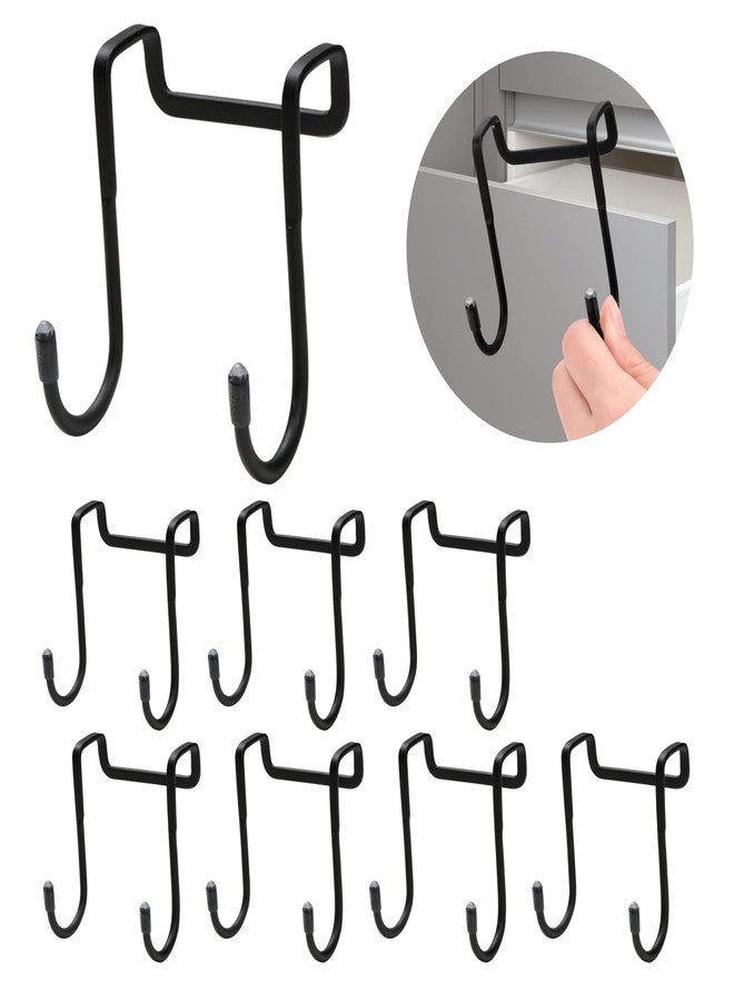 Tinfol 8 Pack Cabinet Door Hooks, Double S-Shaped Over Door Shower Hook, Stainless Steel Over Door Hook, for Kitchen, Bathroom, Closet, Cabinet Cupboard, Shower, Drawer, Wardrobe, Office (Black) - Image 1