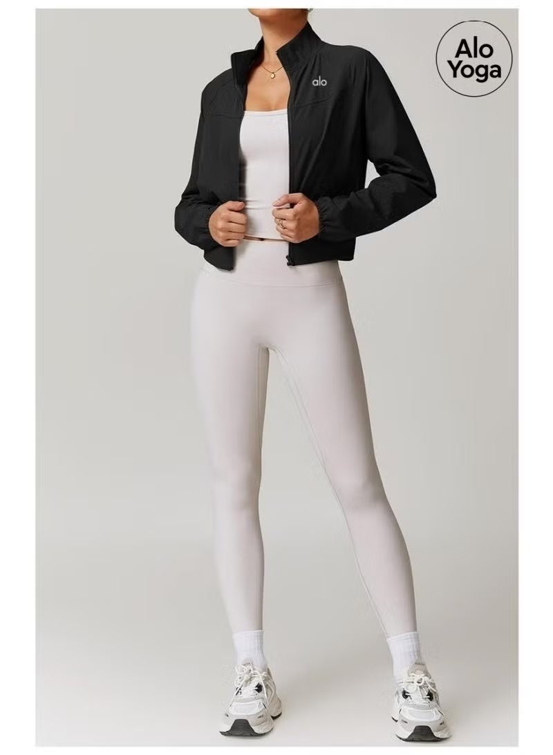 Alo Yoga Women's Sports Jacket Coat, Windproof Sun Protection Ultra Thin Lightweight Outdoor Yoga Fitness Outerwear - Image 4