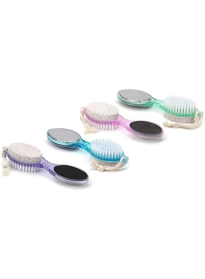 4 in 1 Multifunctional Pedicure Tool - Pumice Stone + Metal File + Sanding Board + Nail & Finger Cleaning Brush - Heel & Callus Cleaner - Suitable for Home Use - Multicolor - Image 1