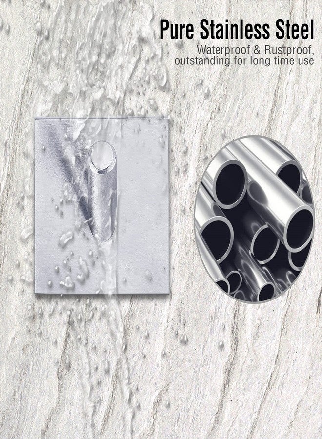 DOCOSS Pack of 6 Steel Self Adhesive Hooks for Wall Strong Sticker Hooks Door Hanger Wall Hooks Self Adhesive Hooks Holder for Bathroom,Kitchen -Holds Upto 3 kg (Silver -Brush) - Image 5
