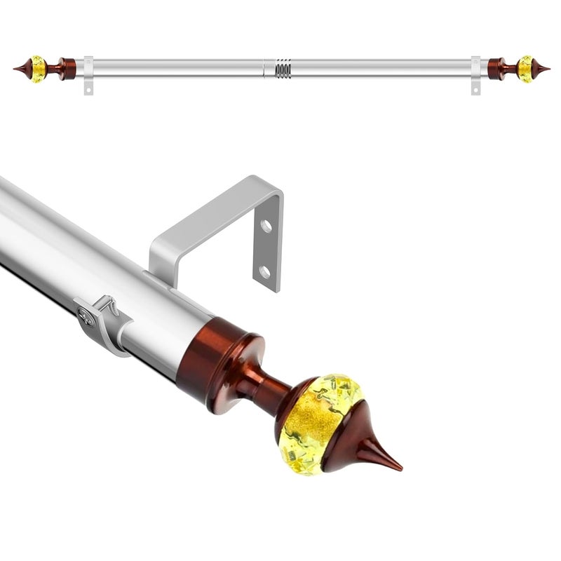 GLOXY Stainless Steel Curtain Rod Set 1 Inch Adjustable Pipe Chrome Finish with Finial Brackets Screw and Wallplug Heavy Duty Extendable for Home and Offices 81 Inch RB199 - Image 1