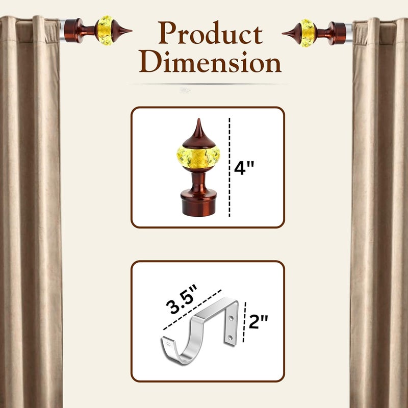 GLOXY Stainless Steel Curtain Rod Set 1 Inch Adjustable Pipe Chrome Finish with Finial Brackets Screw and Wallplug Heavy Duty Extendable for Home and Offices 81 Inch RB199 - Image 2