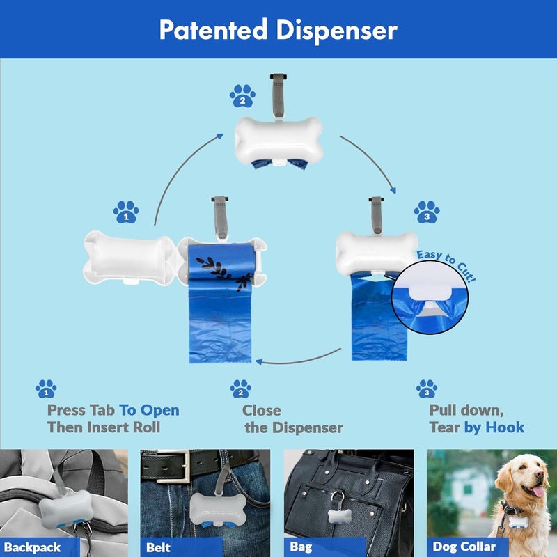 Gorilla Supply Dog Poop Waste Bags with Dispenser and Leash Tie, 9" x 13", Blue, 1000 Count - Image 3
