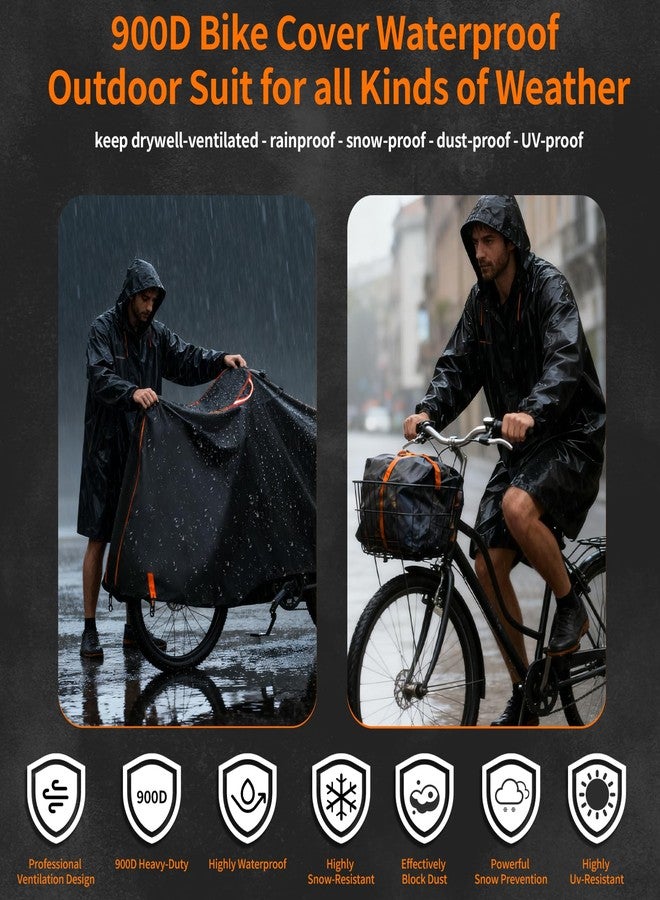 XXCXX Bike Cover for 1/2/3Bike-900D Heavy Duty Waterproof Bicycle Cover&Outdoor Bike Storage Protection against Snow,rain|Bike Cover for eBike,Mountain,Road,Hybrid,Scooter,Beach Cruiser Bike(L-1Bike Cover) - Image 4