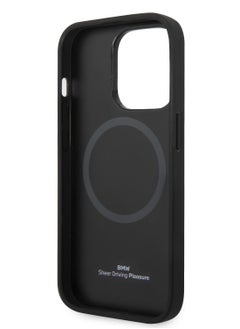 BMW iPhone 14 Pro Max Case MagSafe Compatibility Signature Collection Genuine Leather Back Cover with Perforated Seats Design / Perforated Seat Design / Accurate Cutouts - Black  - Image 4