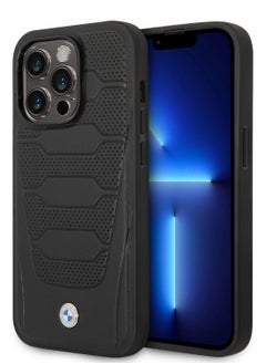 BMW iPhone 14 Pro Max Case MagSafe Compatibility Signature Collection Genuine Leather Back Cover with Perforated Seats Design / Perforated Seat Design / Accurate Cutouts - Black  - Image 5