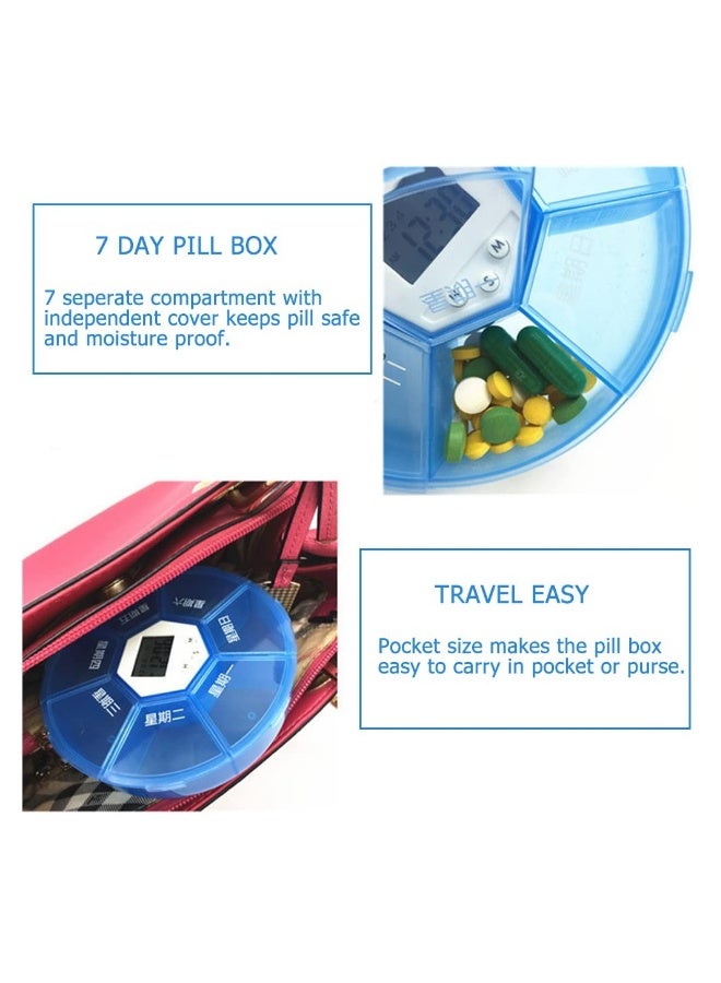 Generic Weekly Pill Dispenser with Reminder Alarm, 7-Day Pill Box Portable Pill Organizer Daily Medication Reminder Medication Organizer Weekly Health Management Aid Medication Planner Alarm for Elderly  - Image 2