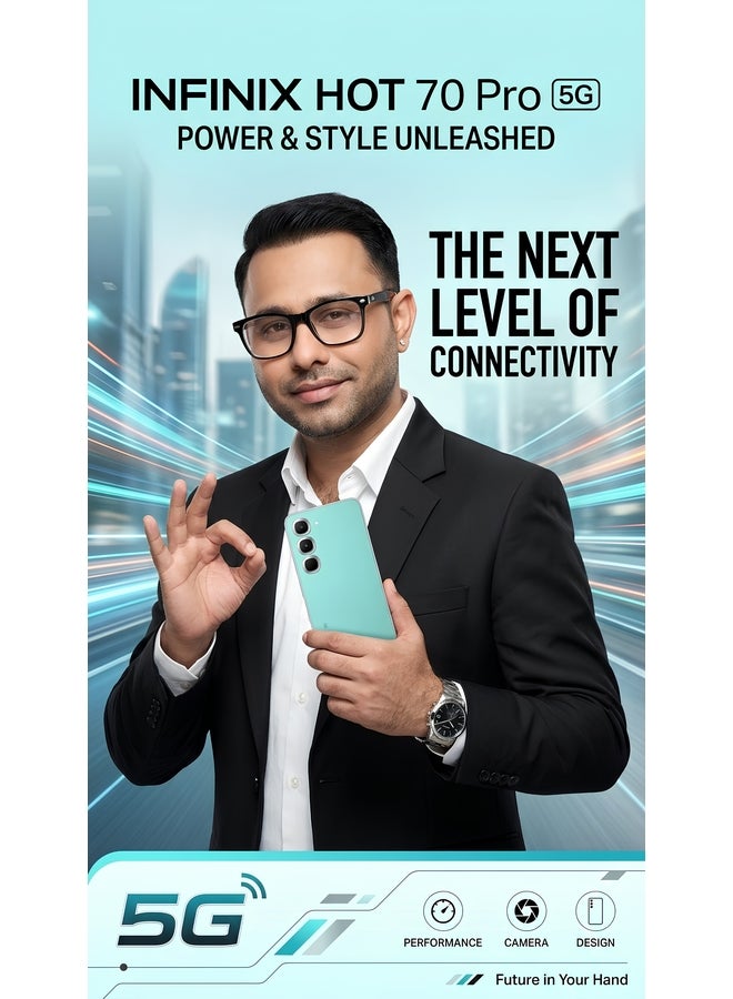 Infinix Hot 70 Pro Dual SIM 5G + Smartphone 6GB RAM 256GB Storage Mirage Green - Middle East Version - Image 2