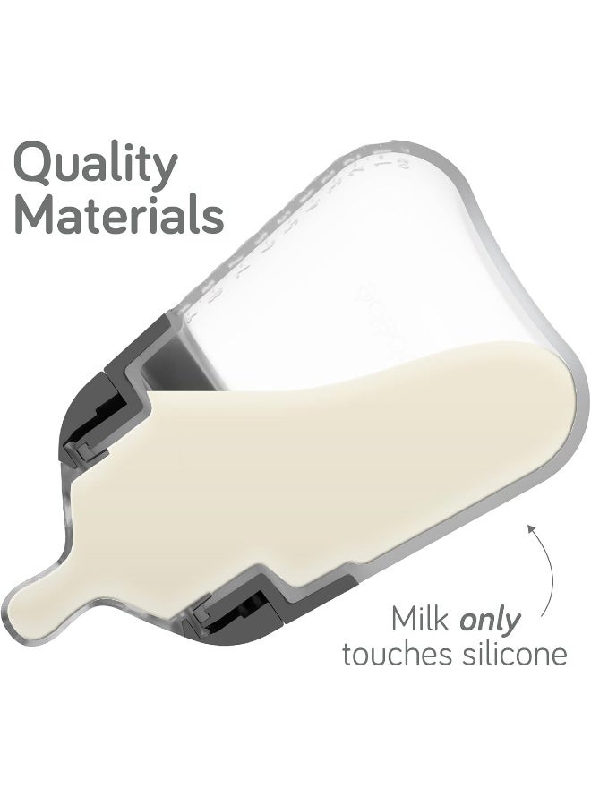NANOBÃ‰BÃ‰ Flexy Silicone Baby Bottle, Anti Colic, Natural Feel, Non Collapsing, Tip Stable Base, Easy to Clean 2 Pack, White, 5 oz, 150 ml - Image 2