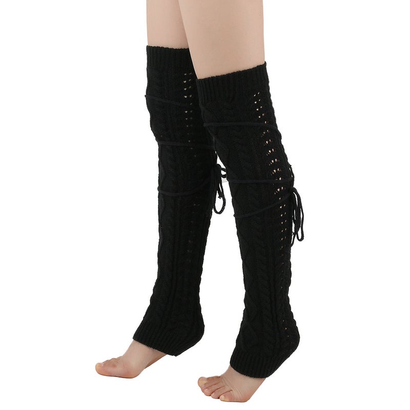 New Woolen Warm Leg Warmers Knee High Socks for Women Dark gray  - Image 3