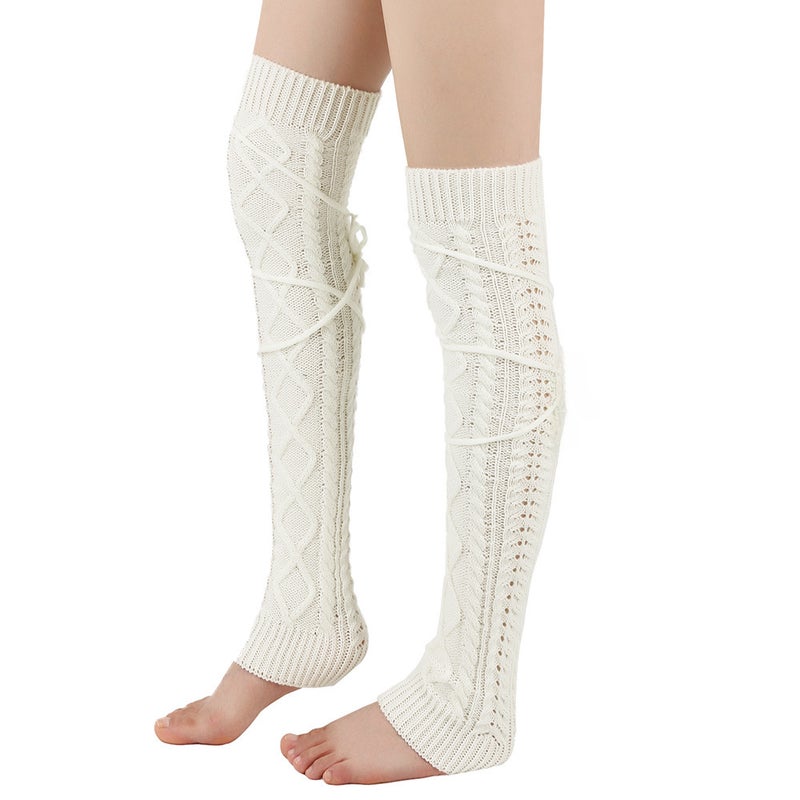 New Woolen Warm Leg Warmers Knee High Socks for Women Dark gray  - Image 2