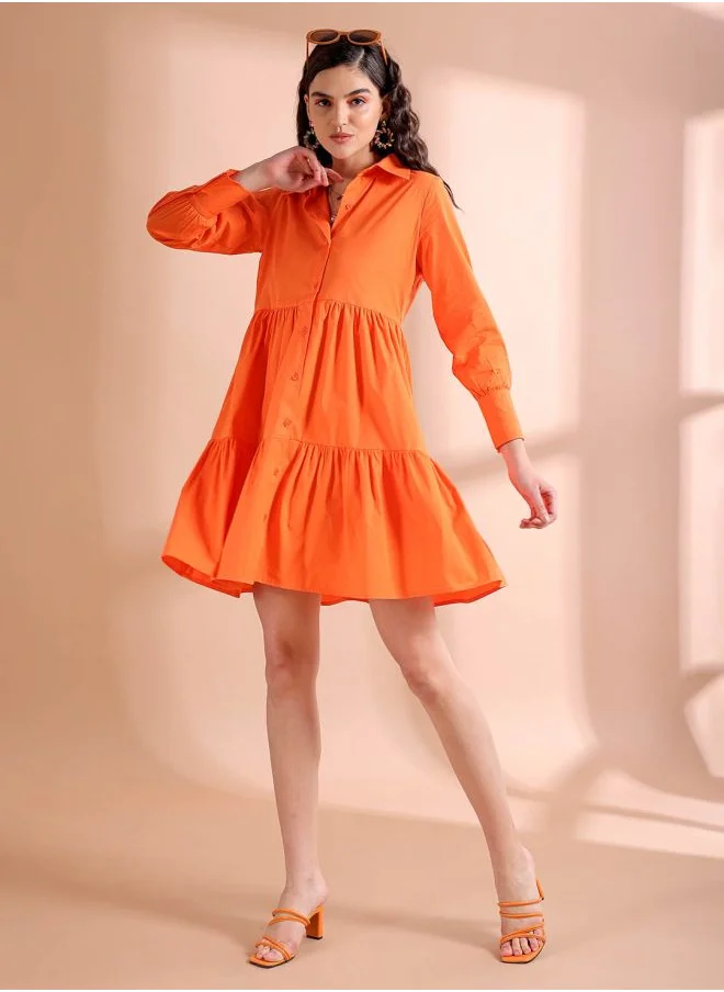 Freehand Women Fit and Flared Casual Solid Shirt Dress