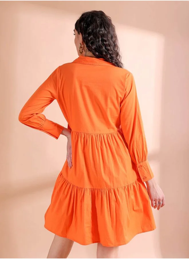 Freehand Women Fit and Flared Casual Solid Shirt Dress