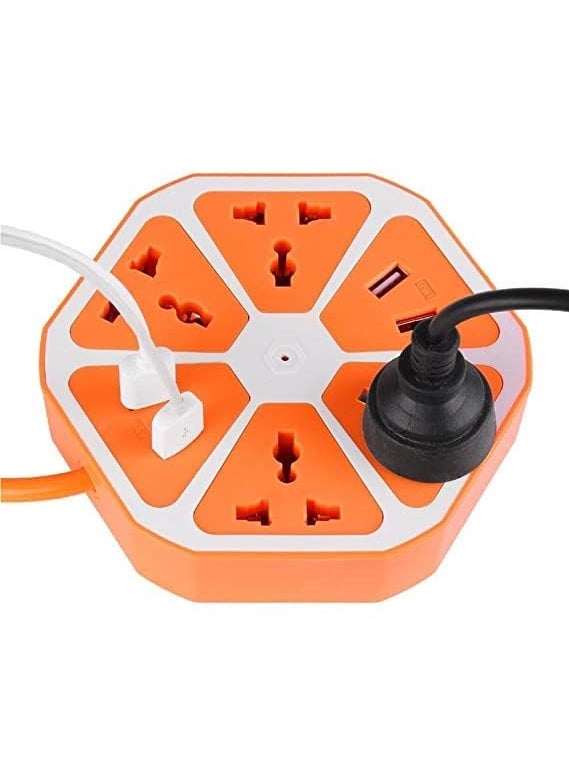 Storia STORIA Hexagon Electrical Extension Cord Multi Plug Point Extension Board Power Socket with 4 USB Port for Computer with 4 USB 2 A Charging Point Multicolor  - Image 3