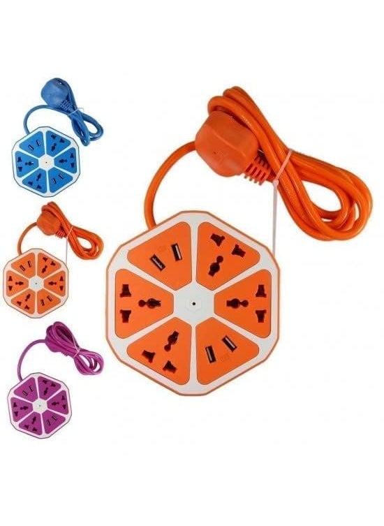 Storia STORIA Hexagon Electrical Extension Cord Multi Plug Point Extension Board Power Socket with 4 USB Port for Computer with 4 USB 2 A Charging Point Multicolor  - Image 2