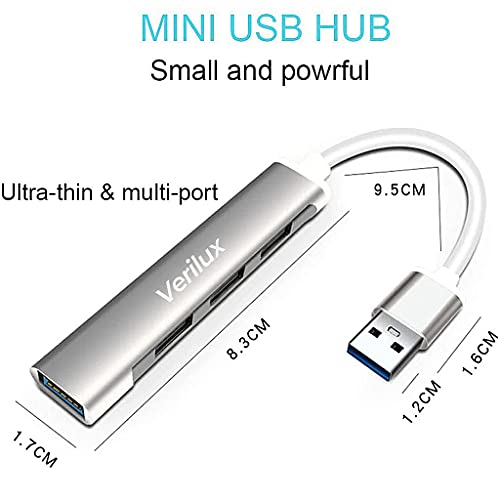 Verilux® USB Hub 3.0 for PC Multiport Adapter with 4 USB Ports High Speed 3.0 for Laptop Aluminium Extender with Multi Port for MacBook, Mac Pro Mini, iMac - Image 3