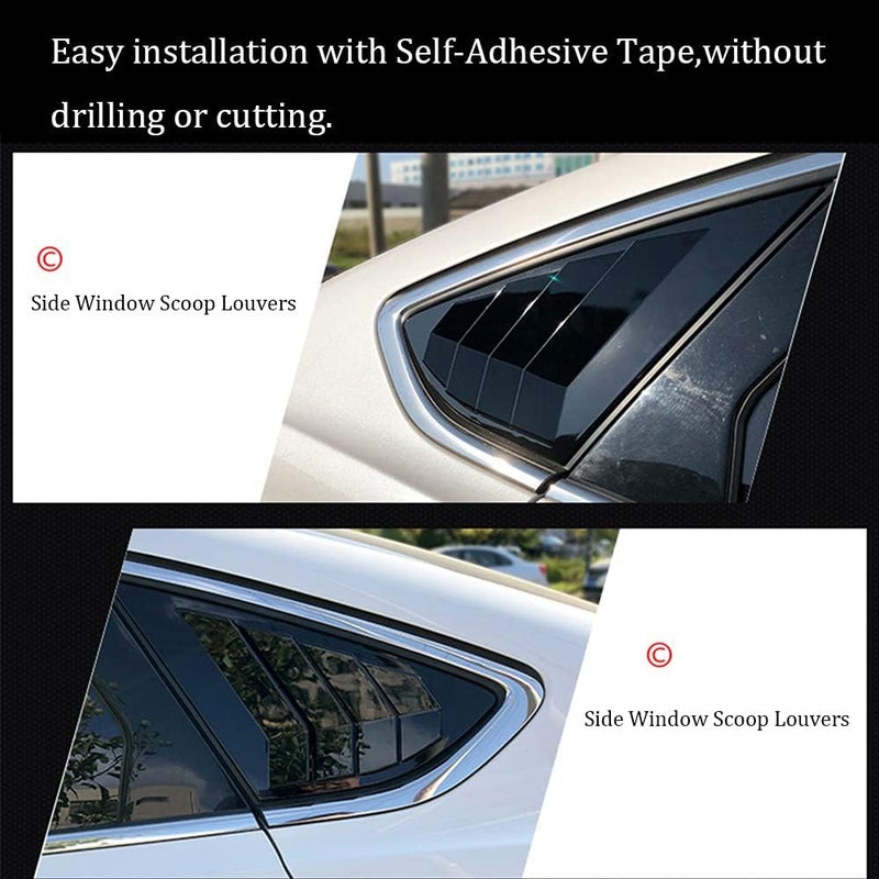 BOLTRY ABS Rear Side Window Louvers Air Vent Scoop Shades Cover Blinds Trim for Ford Fusion 2013 2014 2015 2016 2017 2018 2019 2020 2021 (Matte Black) - Image 4