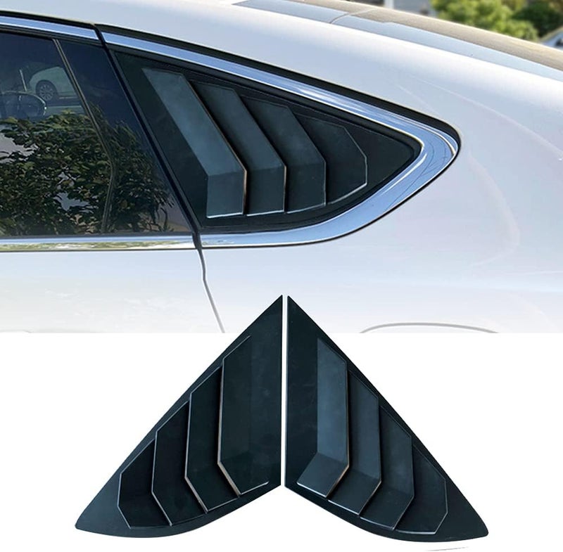 BOLTRY ABS Rear Side Window Louvers Air Vent Scoop Shades Cover Blinds Trim for Ford Fusion 2013 2014 2015 2016 2017 2018 2019 2020 2021 (Matte Black) - Image 1
