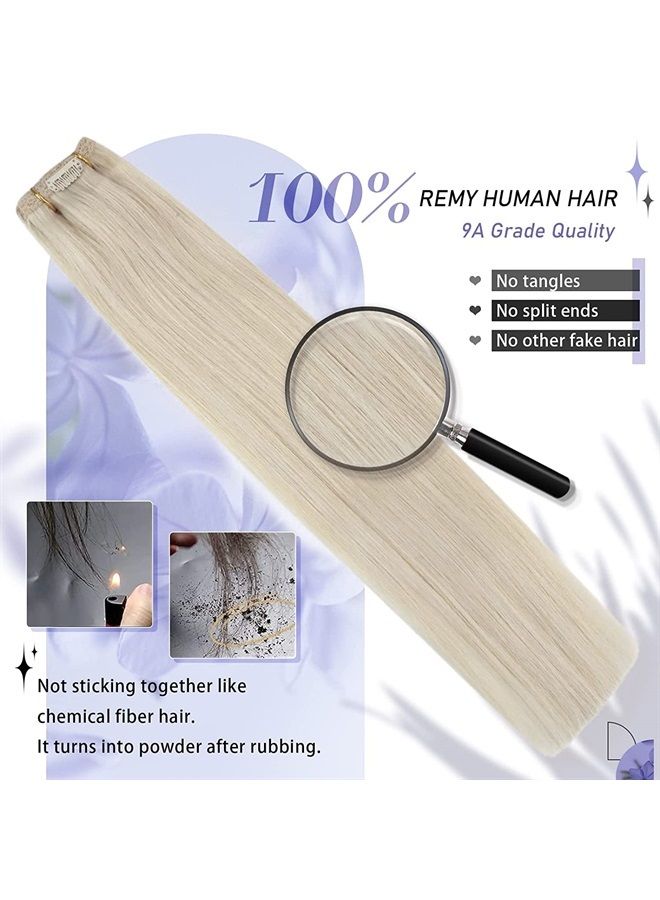 Moresoo Platinum Blonde Real Hair Extensions 24inch Clip Extensions Blonde Hair Full Head Double Weft Hair Extensions Clip ins 7Pieces/120Grams Thick Clip in Extensions Blonde Human Hair - Image 2