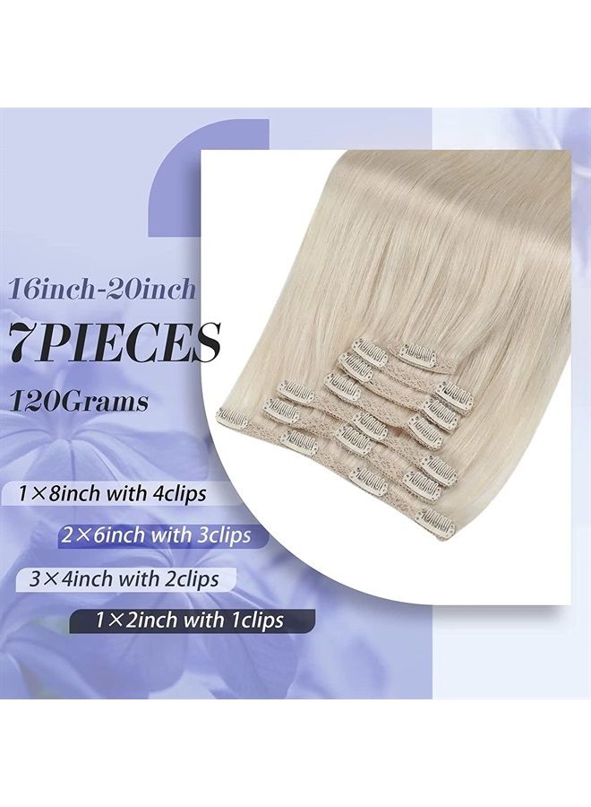 Moresoo Platinum Blonde Real Hair Extensions 24inch Clip Extensions Blonde Hair Full Head Double Weft Hair Extensions Clip ins 7Pieces/120Grams Thick Clip in Extensions Blonde Human Hair - Image 3