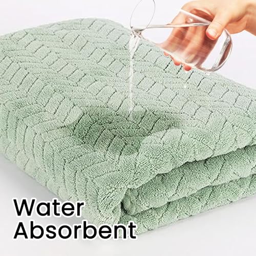 MAXOSHINE Microfiber Towels for Bath Large Size-Super Soft Coral Fleece Bathing Towel with Hook Quick Dry Super Absorbent-Bath Towel for Men and Women-70x140 cm 350 GSM (Green/Pink, Pack of 2) - Image 4