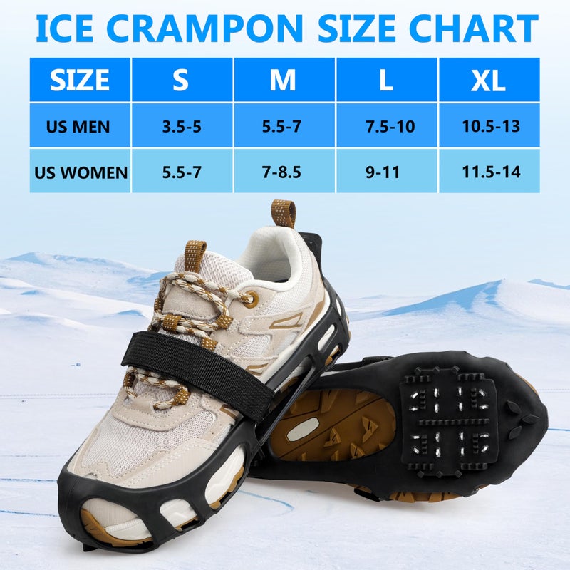 OROOTL Ice Cleats for Shoes and Boots Walk Traction Crampons Anti Slip 24 Studs Ice Snow Grippers for Women Men Kids Winter Hiking Climbing Fishing Gear - Image 4