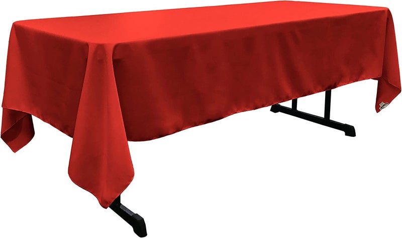 LA Linen Polyester Poplin Washable Rectangular Tablecloth Stain and Wrinkle Resistant Table Cover 60x120 Fabric Table Cloth for Dinning Kitchen Party Holiday 60 by 120Inch Red