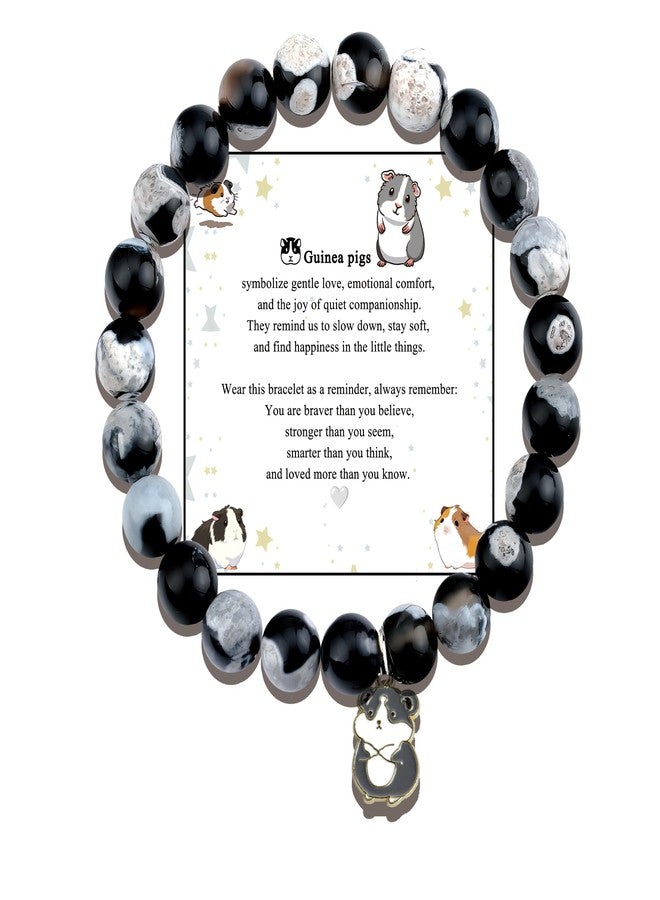 LIUANAN Guinea Pig Charm Amethyst Bracelet for Women Guinea-Pigs Spirit Jewelry Natural Stone Amethyst Gift for Animal Lovers Intuition Protection Crystal Gifts (Guinea Pig) - Image 1